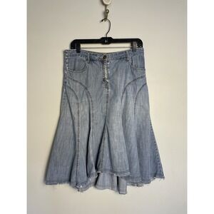 VTG Faded Glory Hi-Lo Denim Frayed Distressed MIDI Skirt. 10. Western. 90's.